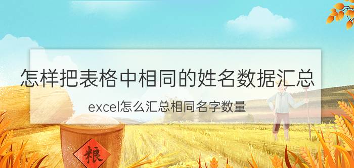 怎样把表格中相同的姓名数据汇总 excel怎么汇总相同名字数量？